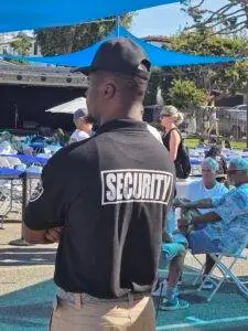 Safety Host Unit security guard monitory an event in Santa Monica