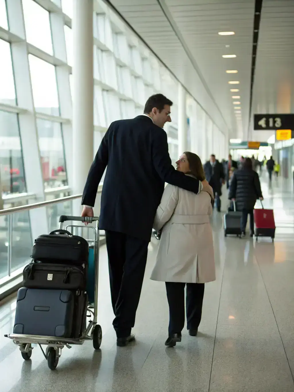A security guard providing executive protection for a business owner in a corporate setting in Glendale, ensuring their personal safety and security.